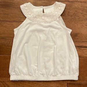 Carter’s Kid Sleeveless White Knit Collar Girls Top - Size 7/7A